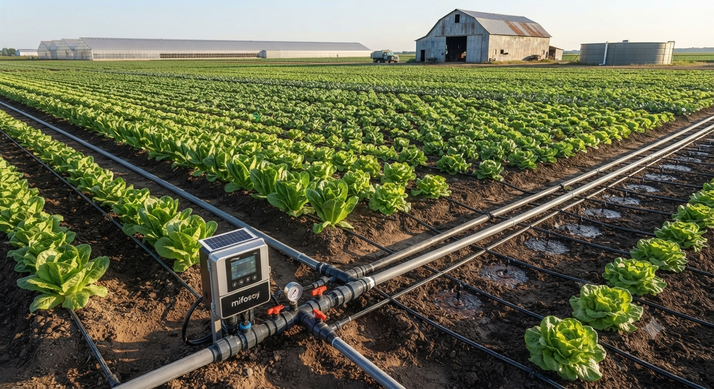 Drip irrigation system in a garden
